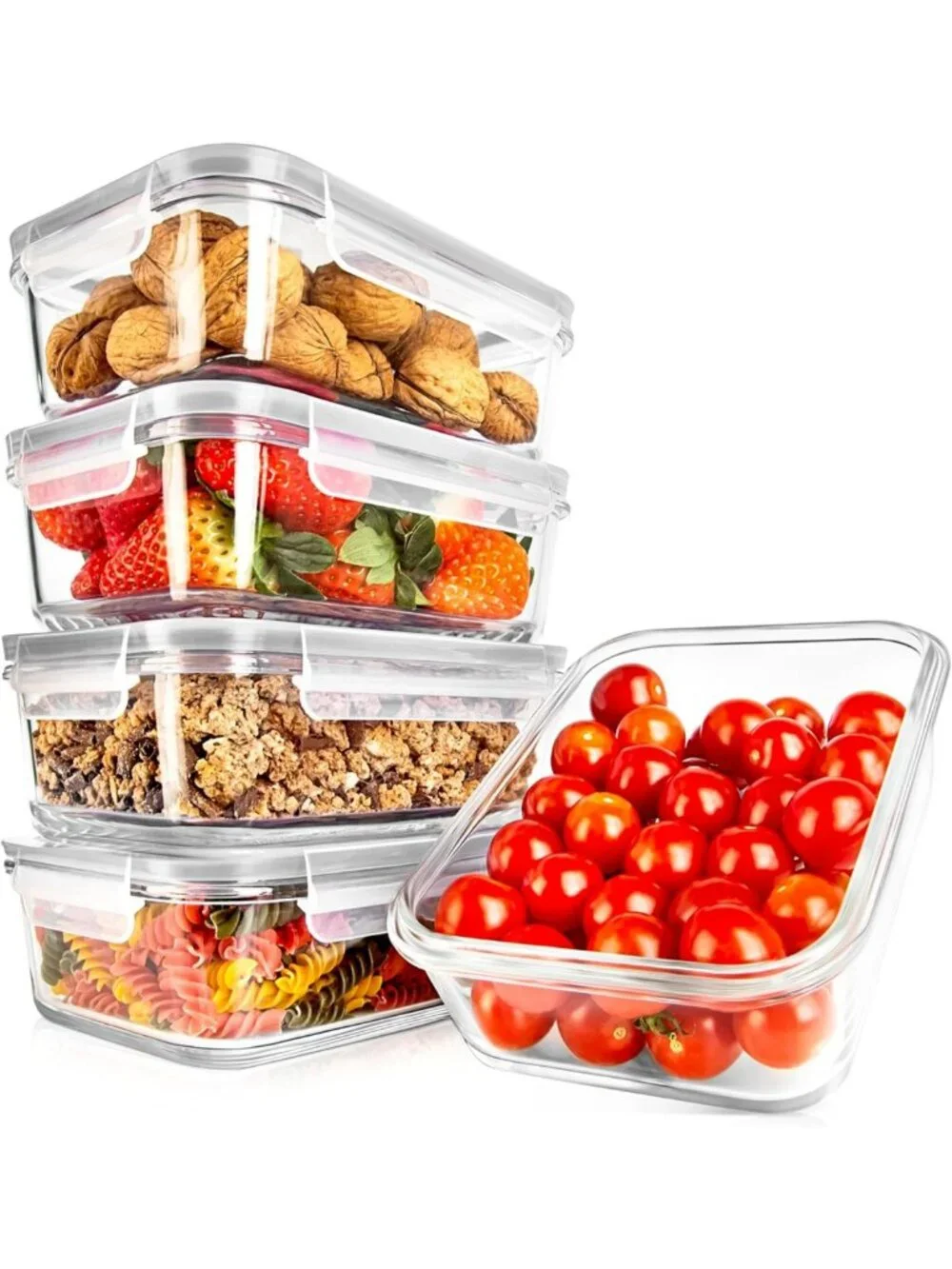 10-Piece Glass Food Storage Containers with Lids – Airtight Meal Prep & Lunch